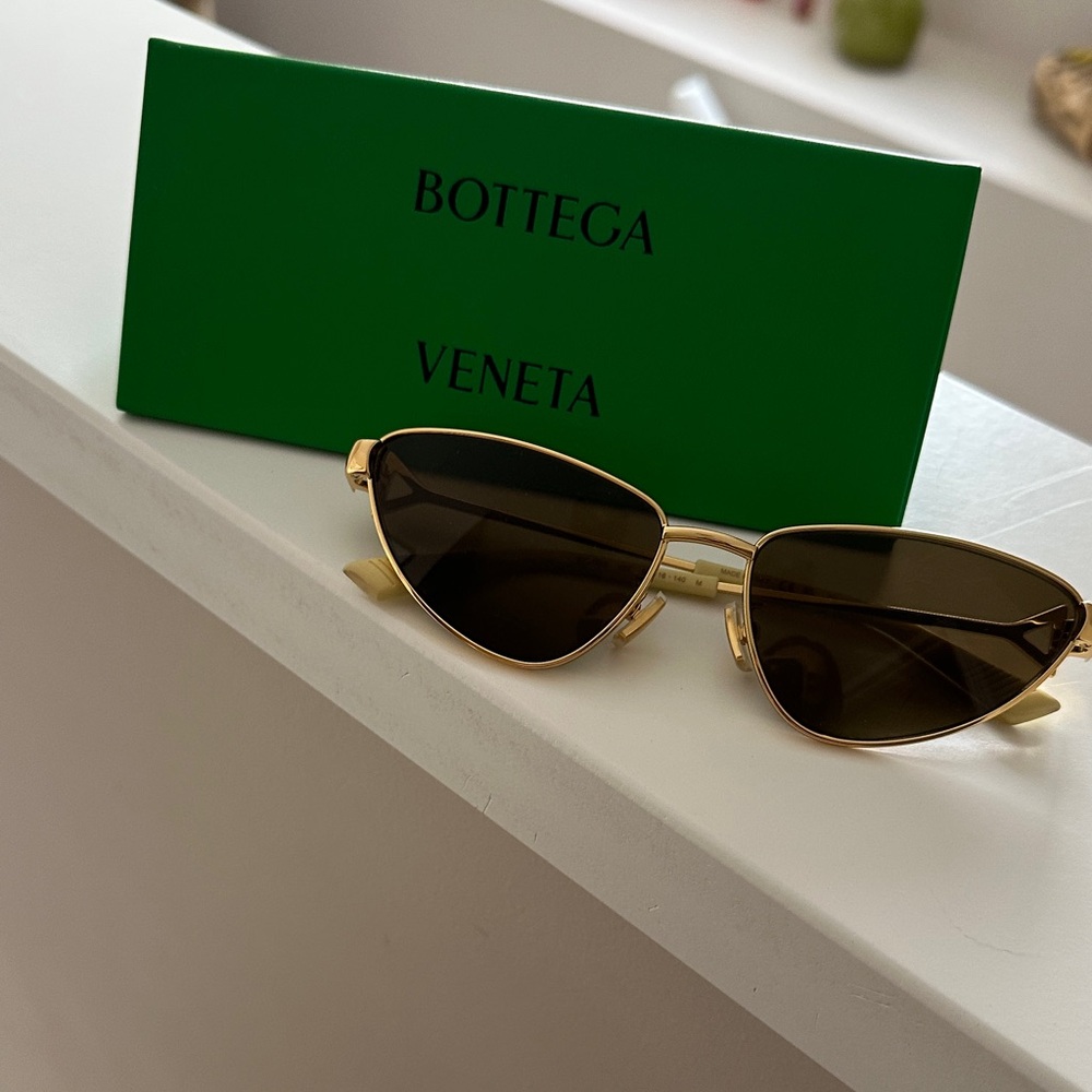 Bottega Veneta Gold and Black Sunglasses - Authentic